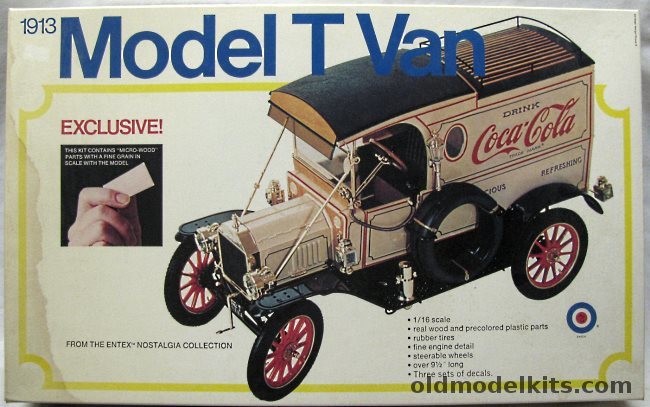Entex 1/16 1913 Ford Model T Delivery Van Coca Cola - with Real Wood Parts-  Templeton & Sons Taxidermists / The Texas Company (Texaco) / Carnation Milk, 8497 plastic model kit